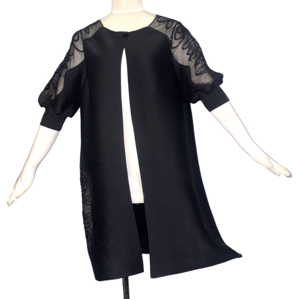 Masaki Matsuka Black Micro Pleated Plisse Duster Evening Jacket One Size OS M L - Picture 4 of 13